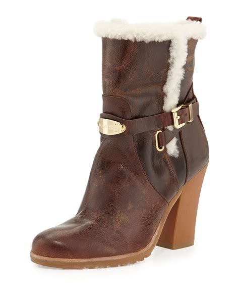 michael kors fur lined boots|michael kors leather bootie sale.